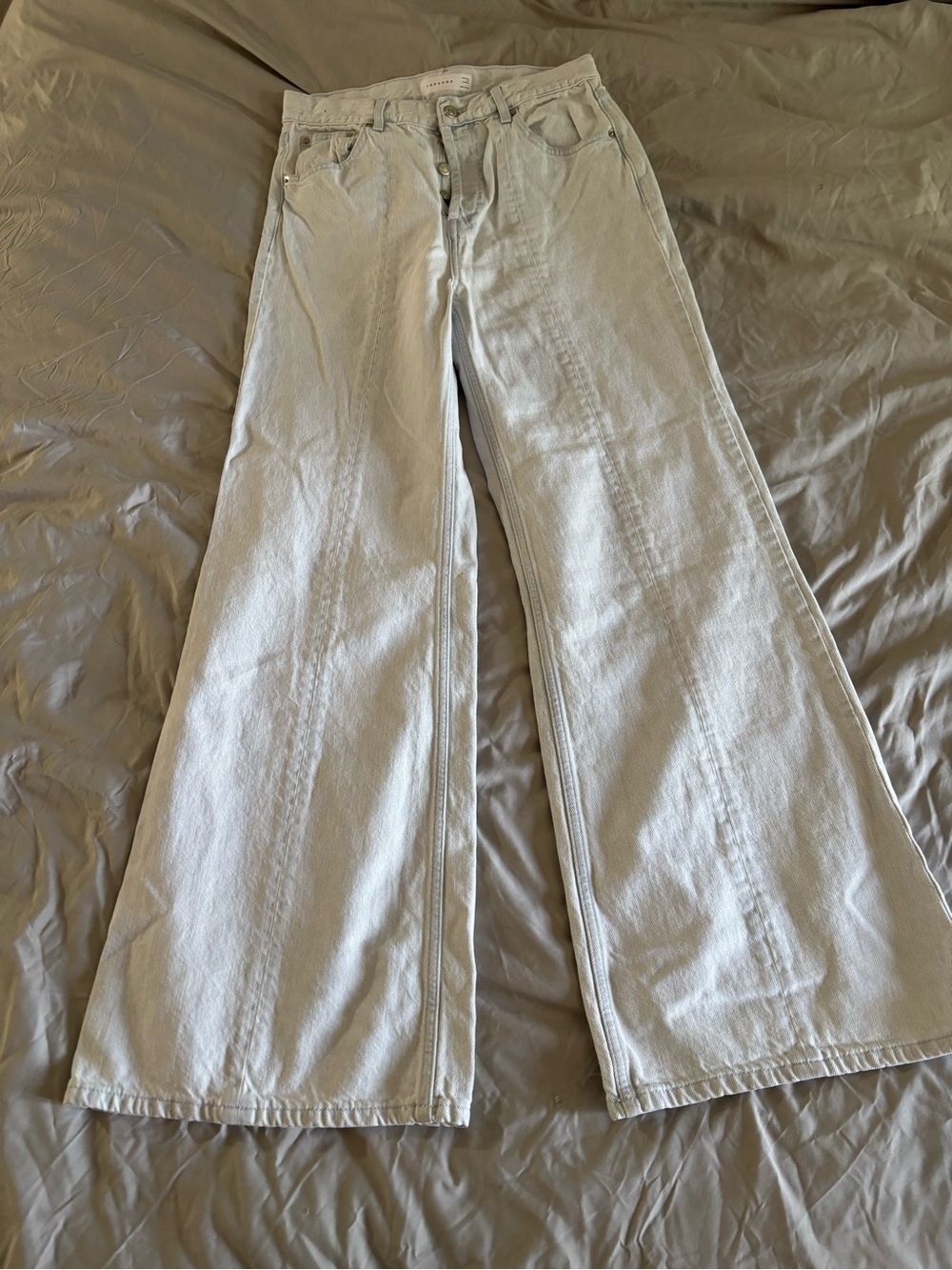 Topshop Pale Blue Wide Leg Flare Jeans W30L32-Sz 8
